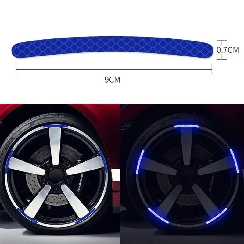 20/60pcs Wheel Hub Reflective Stickers Anti Scratch Auto Body Decorative Rim Tape Strips Warning Passing Car Motorcycle Bicycle Oasis Select
