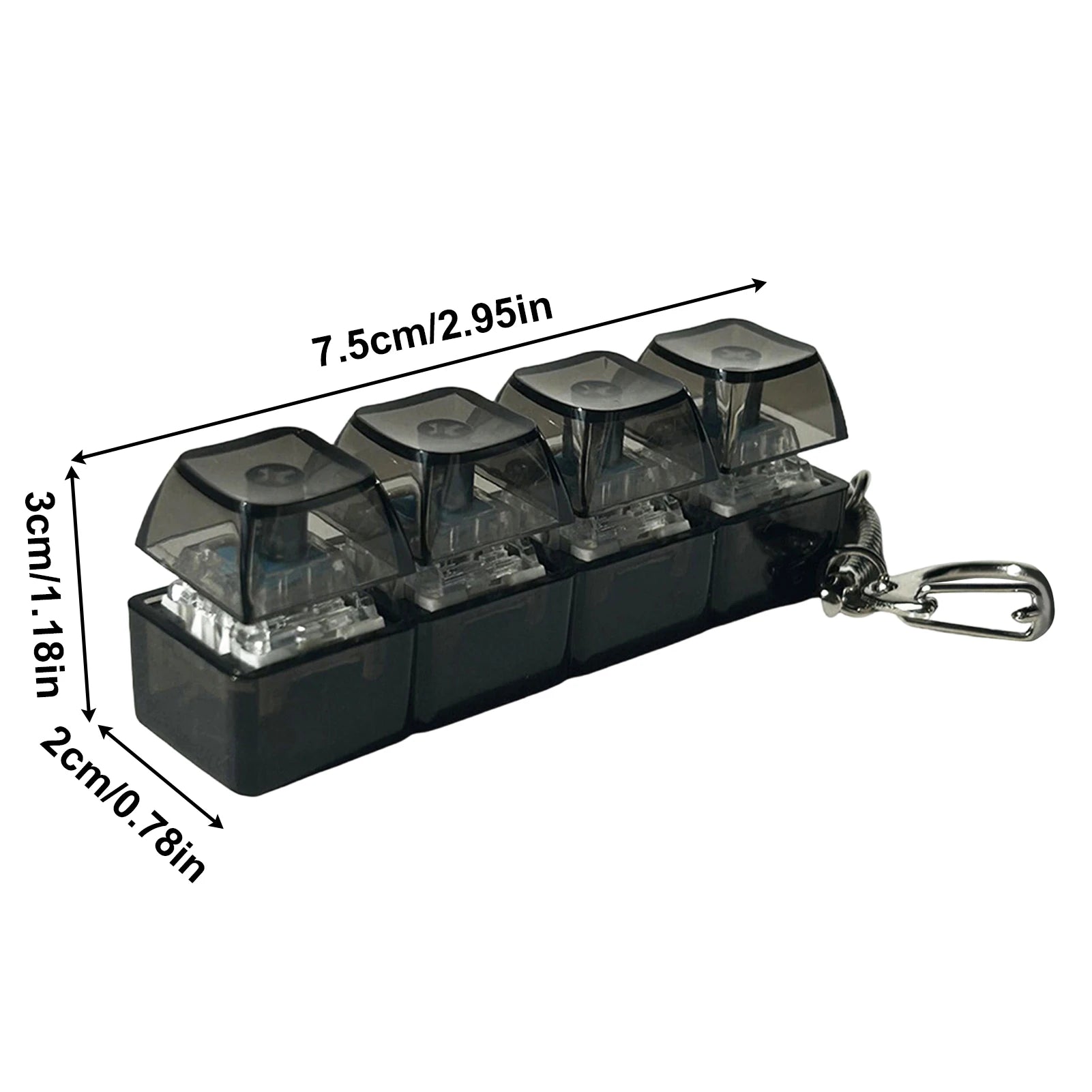 LED Keyboard Keychain Fidget Toys Crystal Clicker Sensory Toy for Stress Relief Keyboard Keychain Fidget Gadget for Adults Kids Oasis Select Black-02