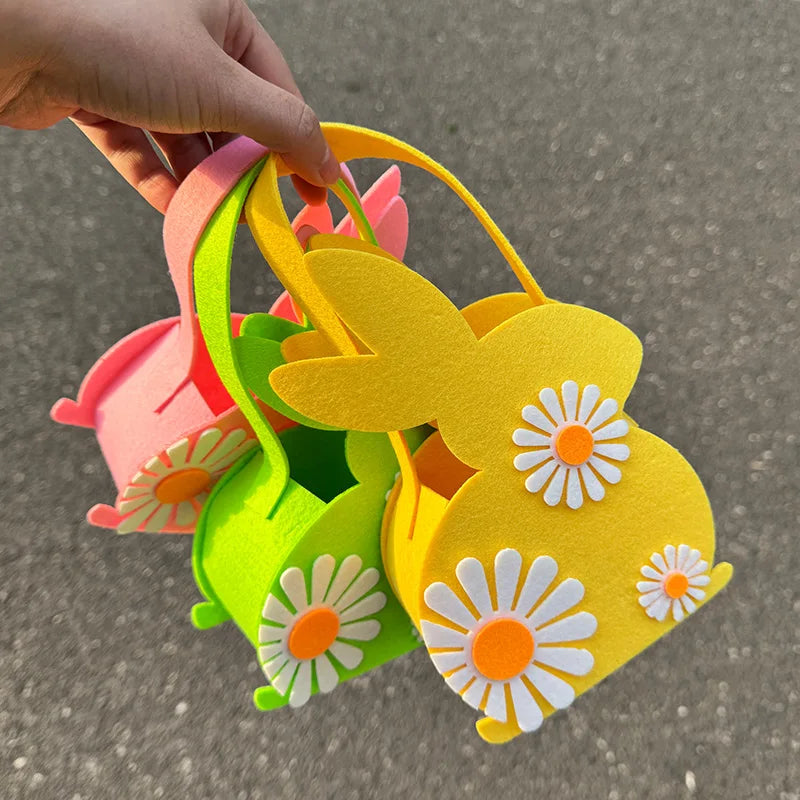 2026 Easter Bunny Basket, Soft Felt Candy Tote Bag & Gift Storage, Kids Easter Party Decoration & Egg Hunt Game Props Gift Bags Oasis Select