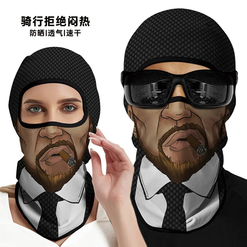 3D Funny Mask Motorcycle Face Cover Ski Mask Joker Skull Balaclava Headgear Outdoor Hiking Camping Neck Gaiter Bandana Scarf Men Oasis Select Pink