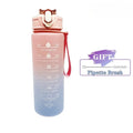 900ml Sports Bottle with Time Scale Outdoor Gradient Color Sports Bottle Portable Fitness Motivational Straw Mug BPA Free Oasis Select Pink