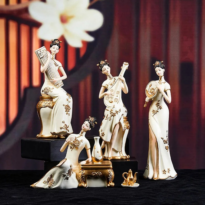 Light Luxury High-end Ladies Ornaments Ancient Figures New Chinese Style Art Decorations Retro Living Room Foyer Decorations Oasis Select