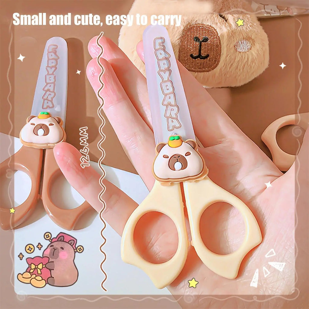 Kid Safety Scissors Capybara Safety Scissors With Round Tip Anti-Slip Handle Students Stationery Children Activities Supplies Oasis Select