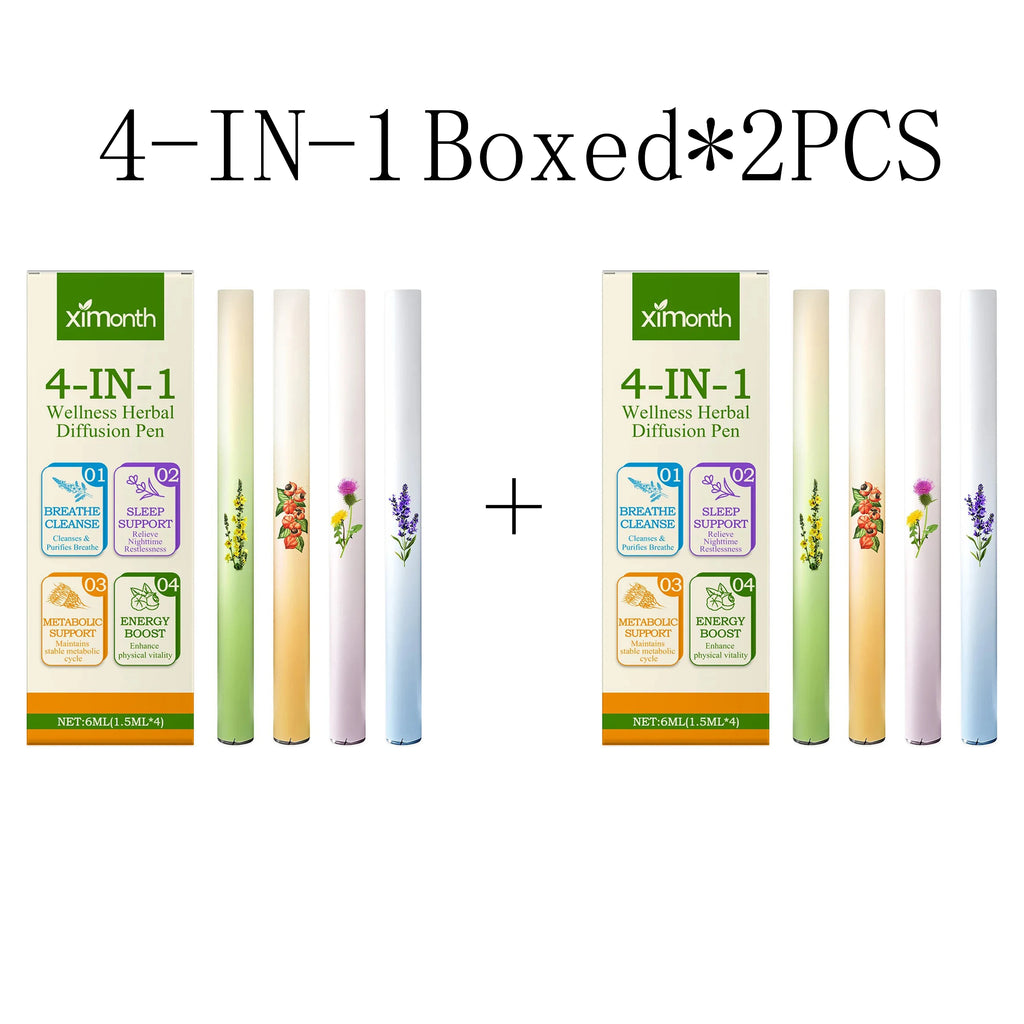 4-IN-1 Air Freshening Pen Relaxation Clear Breathing Good Mind Freshening Fragrance Aromatherapy Diffuser Lung Cleaning Pen Oasis Select 4-in1 boxed X 2pcs