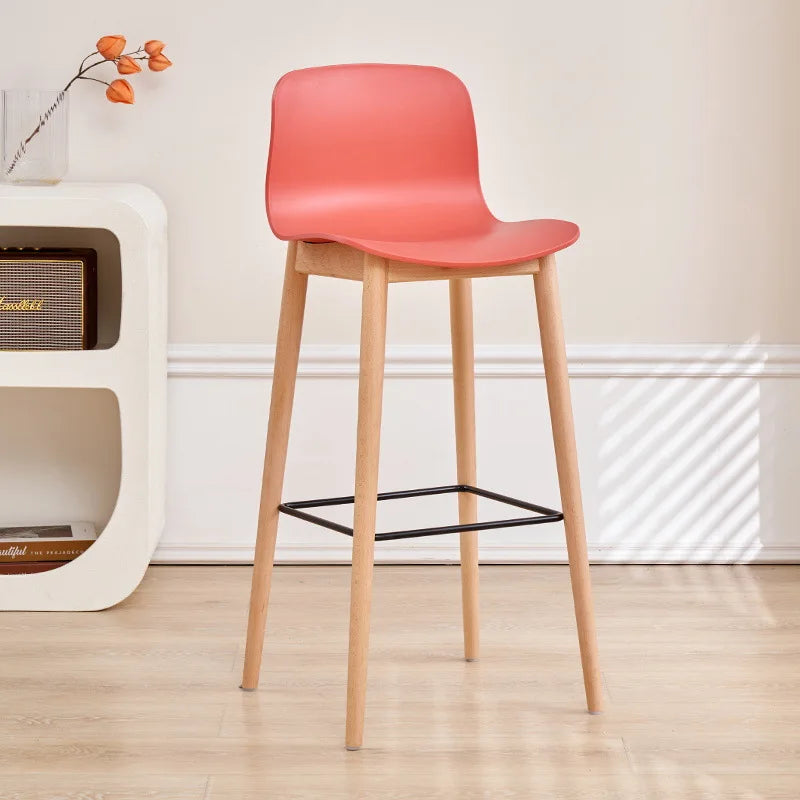 Nordic dining chair household simple small apartment ins creative backrest chair cafe milk tea shop casual solid wood chair Oasis Select Light red 2 pieces 1