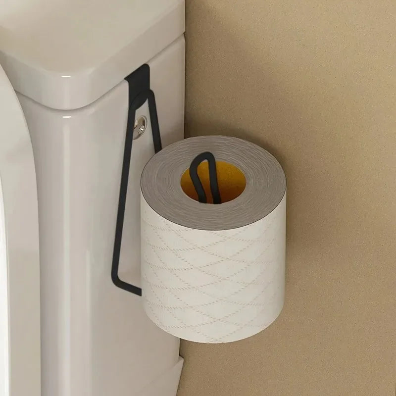 No Drill Wall Mounted Stainless Steel Toilet Paper Holder, Space Saving Bathroom Tissue Rack for Indoor and Outdoor Use Oasis Select black