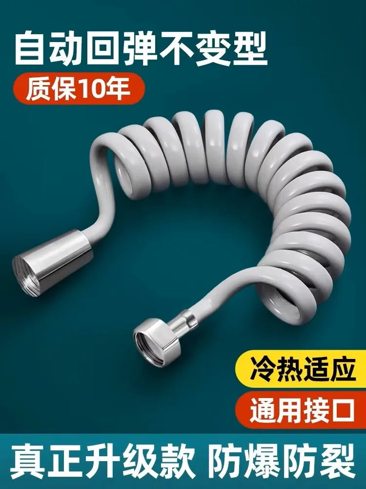 New 1.5-5M Spring Flexible Retractable Hose Shower Head Toilet Bidet Water Pipe Plumbing Bathroom Spiral Flexible Shower Hose Oasis Select