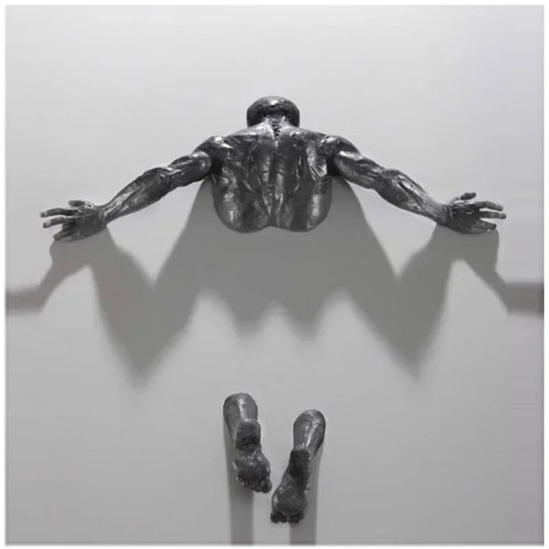 Home Decor Wall Art Wall Man Sculpture Statue Living Room Wall Decoration Resin Handicraft Pendant Home Accessories Oasis Select
