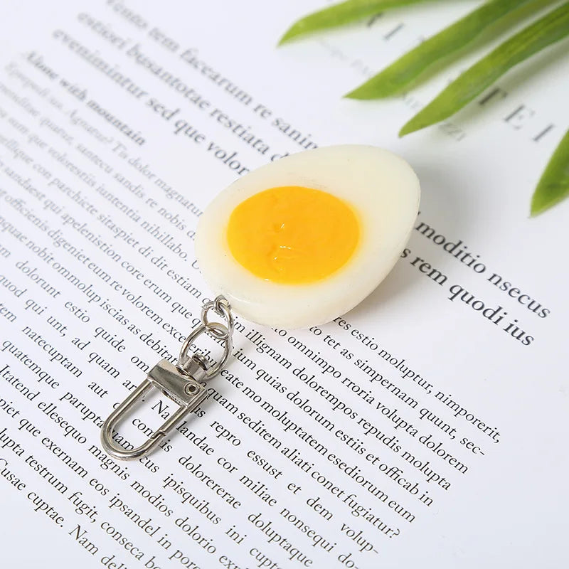 Cute Boiled Egg Alloy Keychain Simulation Food Bag Charm Funny Egg Model Decor Photography Prop Simulation Decoration Oasis Select