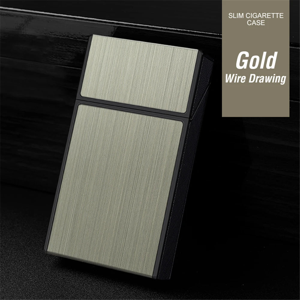 Long Cigarette Case Ultra Thin Flip Cover 20pcs Cigarettes For 100mm Storage Container Box Tobacco Case Smoking Tool Men's Gifts Oasis Select Gold