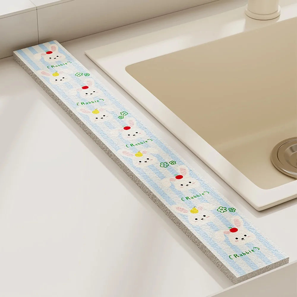 Cute Wood Pulp Cotton Sink Countertop Absorbent Pad Cartoon Quick Dry Sponge Mat Splash-proof Dish Drying Mat Kitchen Supplies Oasis Select 02