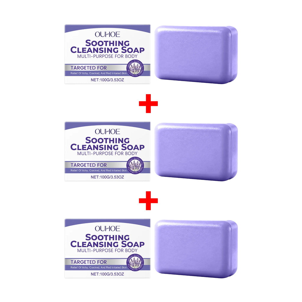 Lavender Cleaning Soap Oil Control and Itching Relief Long-Lasting Daily Soothing Hydration Bath Soap Body Odor Removal Care Oasis Select 3pcs