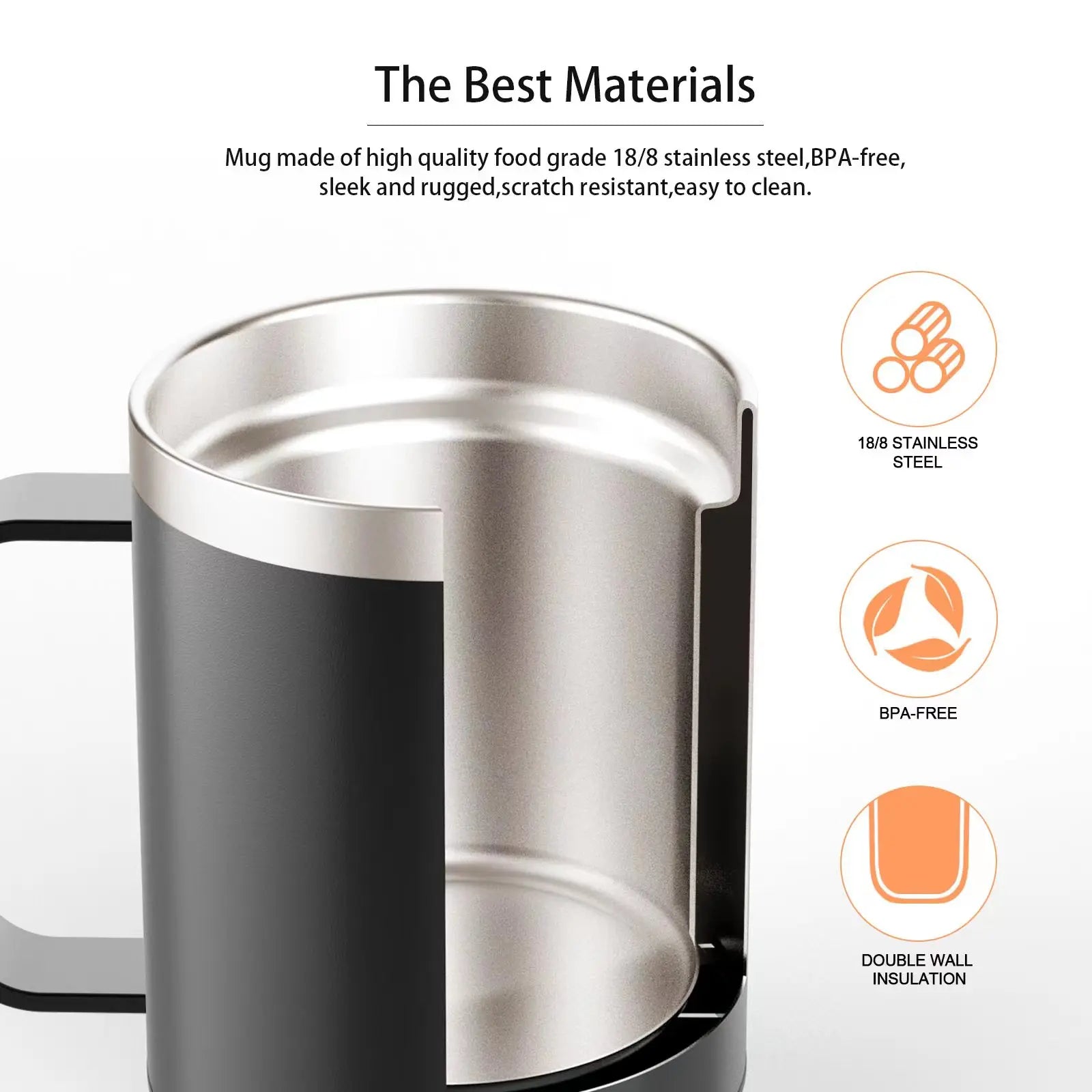 URGGU USB Heated Travel Mug 304 Stainless Steel 350ml 55°C