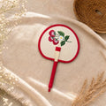 Handmade Embroidered Handheld Palm Fan Chinese Style Portable Wheat Straw Fan for Summer Cooling Fans Home Decor Ornaments Oasis Select Red