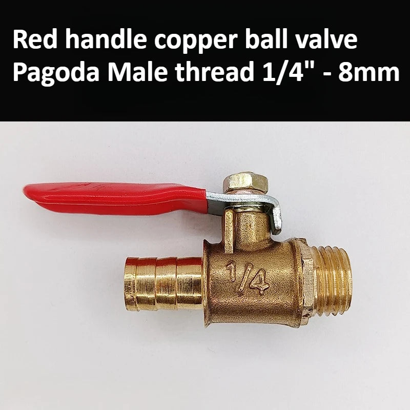 Brass Pagoda Ball Valve 1/2/3/4 Point Female and Male Threads 6/8/10/12mm Water, Oil, Gas, Fuel Pipe Accessories Oasis Select 1l4 Male - 8mm Pagoda