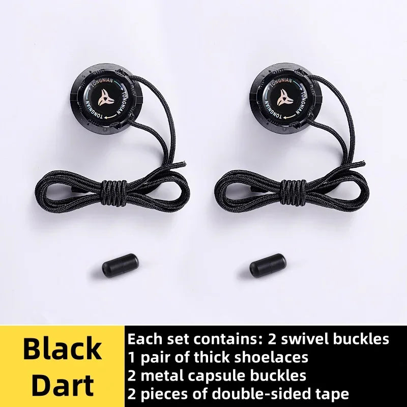 Thick Rope Swivel Buckle Shoelaces new upgrade Automatic Laces Without ties Sneakers Shoelace Shoe Accessories For Children Adul Oasis Select Black Darts