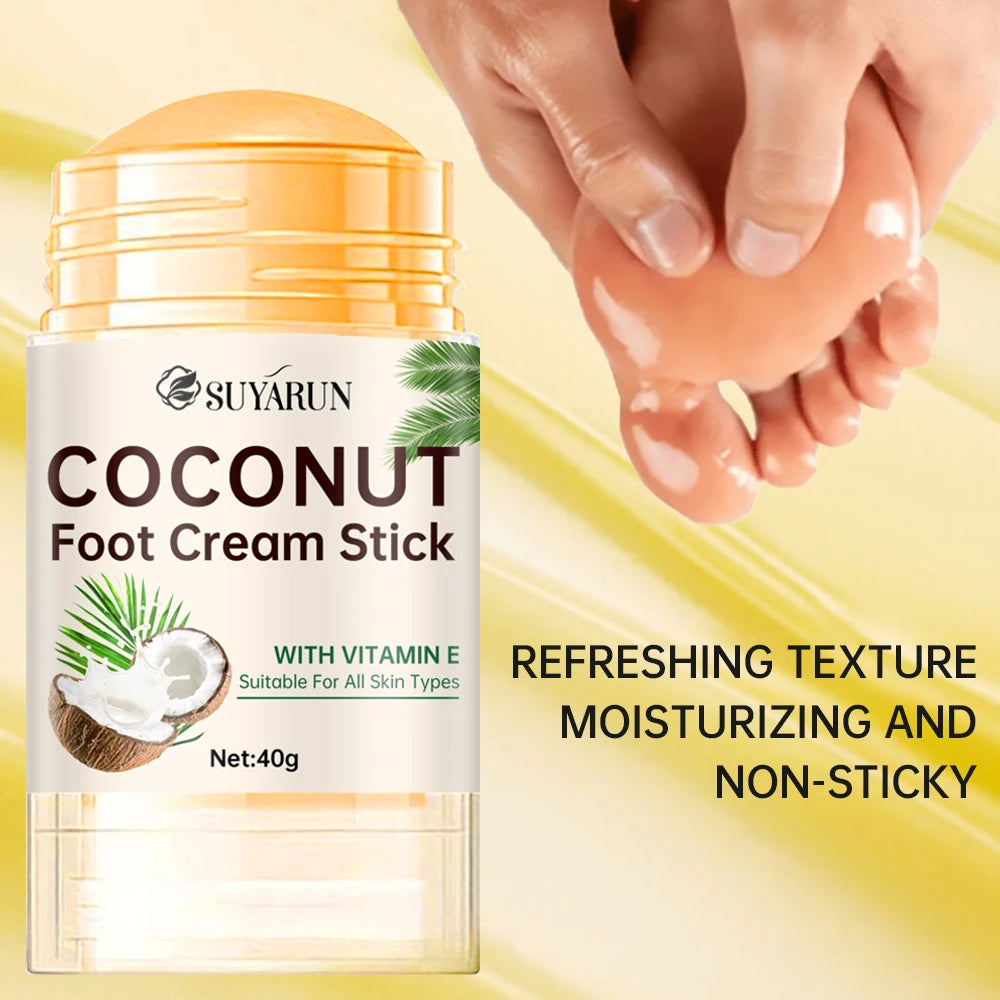 SUYARUN Coconut Foot Balm Stick for Cracked Heels Repair, Moisturizing Heel Care, Hydrating & Portable Dry Skin Treatment. Oasis Select