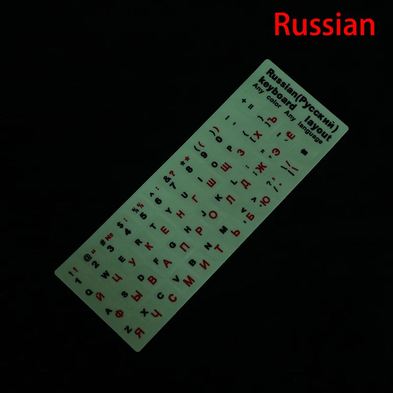 Luminous Keyboard Film Spanish,Russian,Arabic,French,English Etc Language Fluorescent Keyboard Letter Protective Stickers Oasis Select B
