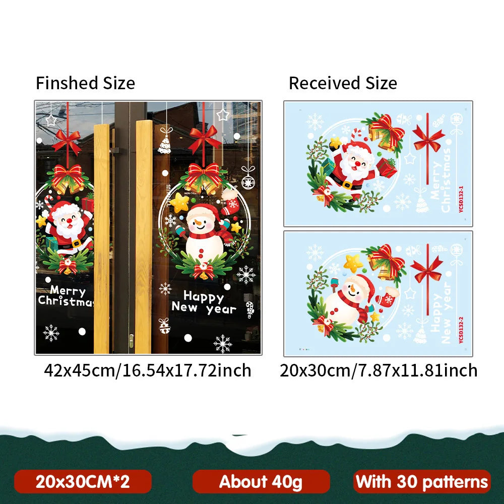 Christmas Static Stickers Door Layout Decorative Painting Window Display Flower Stickers Festive Atmosphere Decoration Oasis Select YCSD132