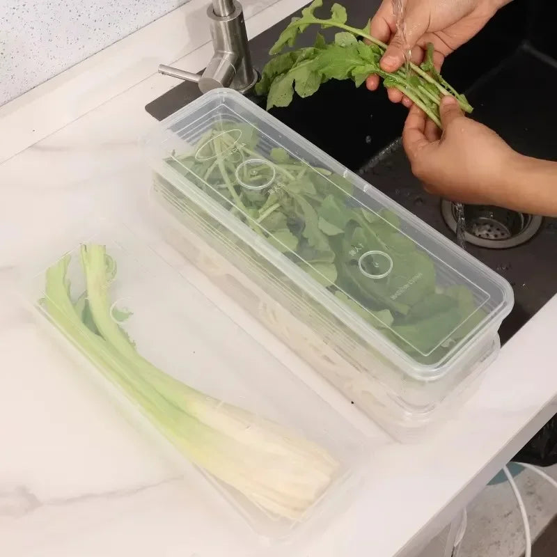 1/5PCS Refrigerator Storage Boxes Scallions Fresh Box Food Container Cold Storage Crisper Sealed Fridge Organiser with Lid Jars Oasis Select