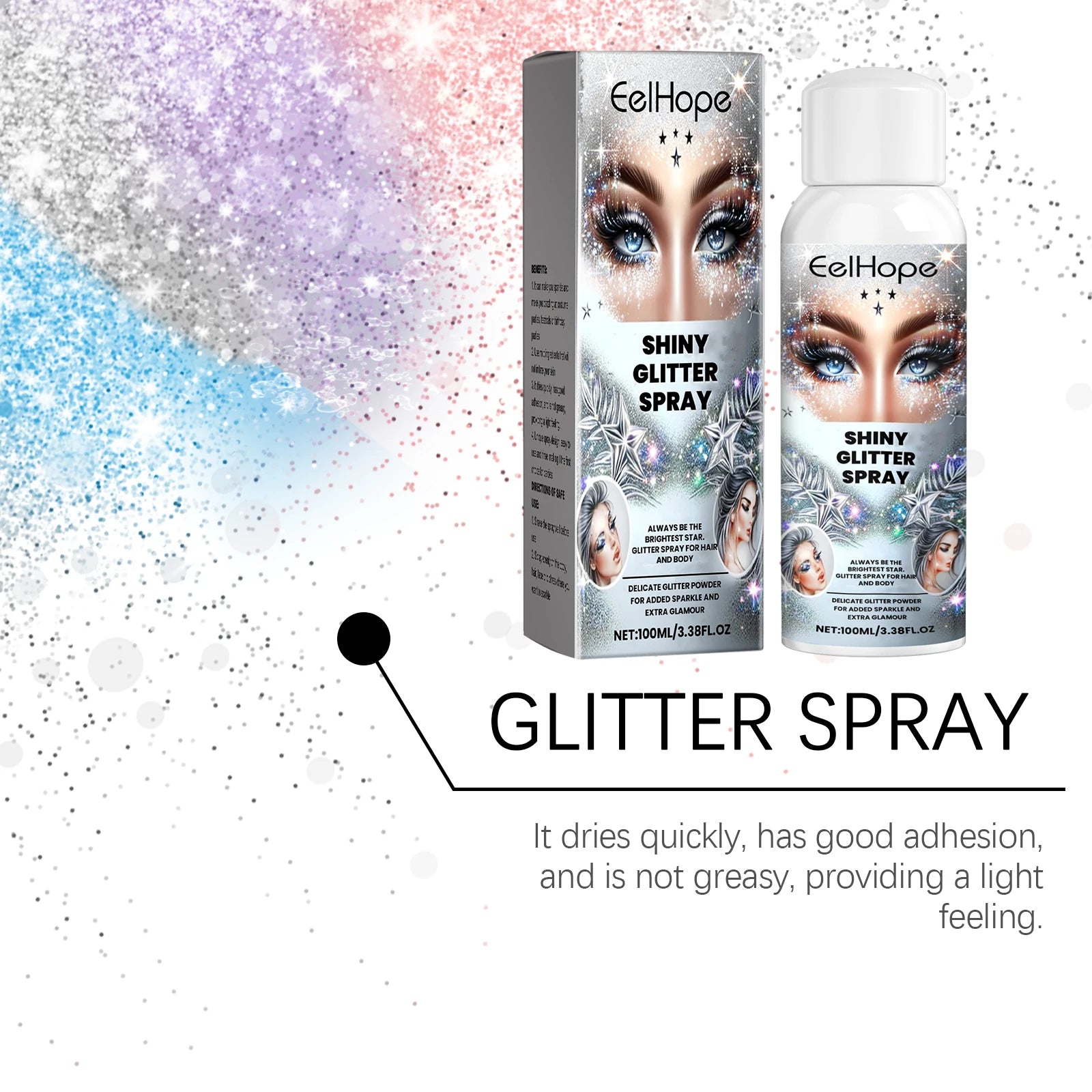 Body Glitter Spray Clothes Highlighter Powder Multipurpose Gloss Spray Shimmering Sparkle Face Quick-Drying Universal Powder Oasis Select