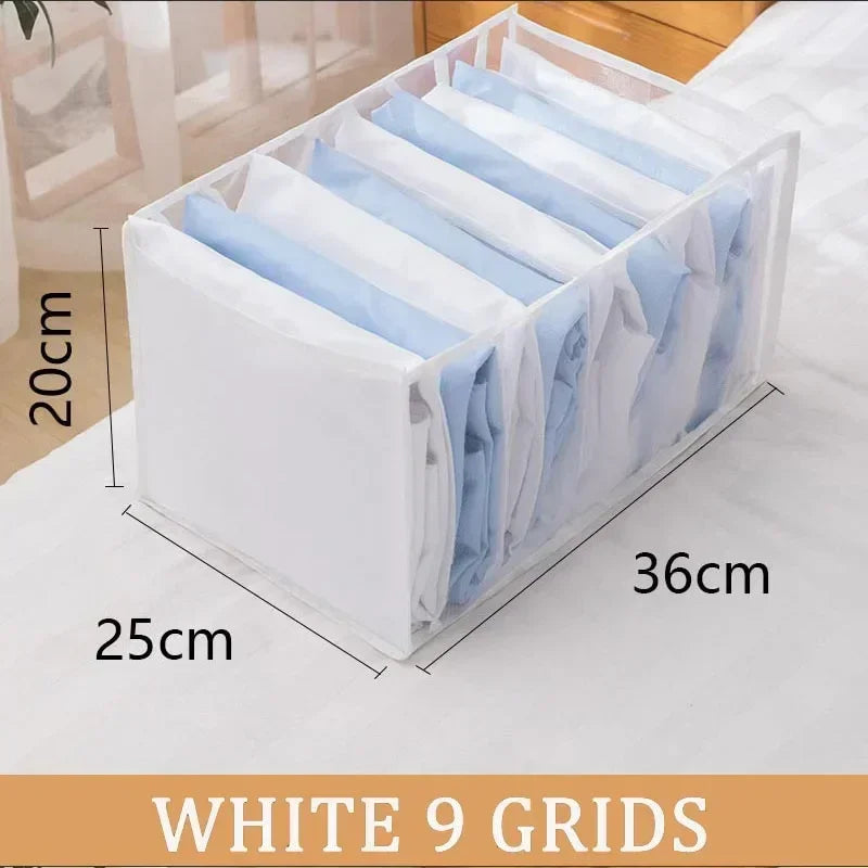 Folding Storage Pouch Laundry Organizer in The Closet Underwear Drawers Storage Bedroom Cabinet Socks Bra Storage PantsOrganizer Oasis Select white 9 girds