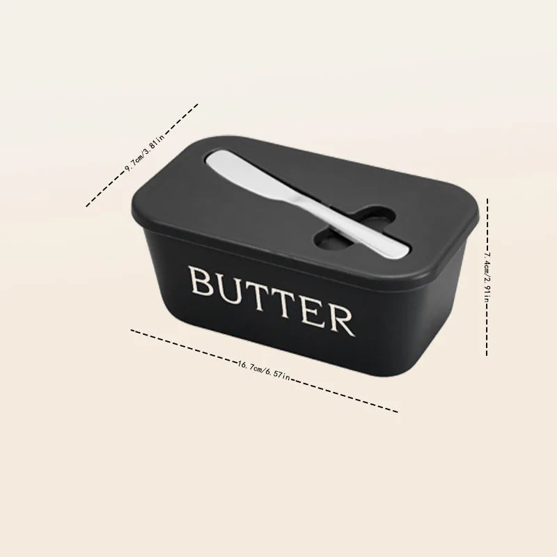 Easy-Clean Lid & Handle - Large Butter Storage Container with Knife - Heavy-Duty PP Plastic Butter Dish - Restaurant Supplies Oasis Select Black