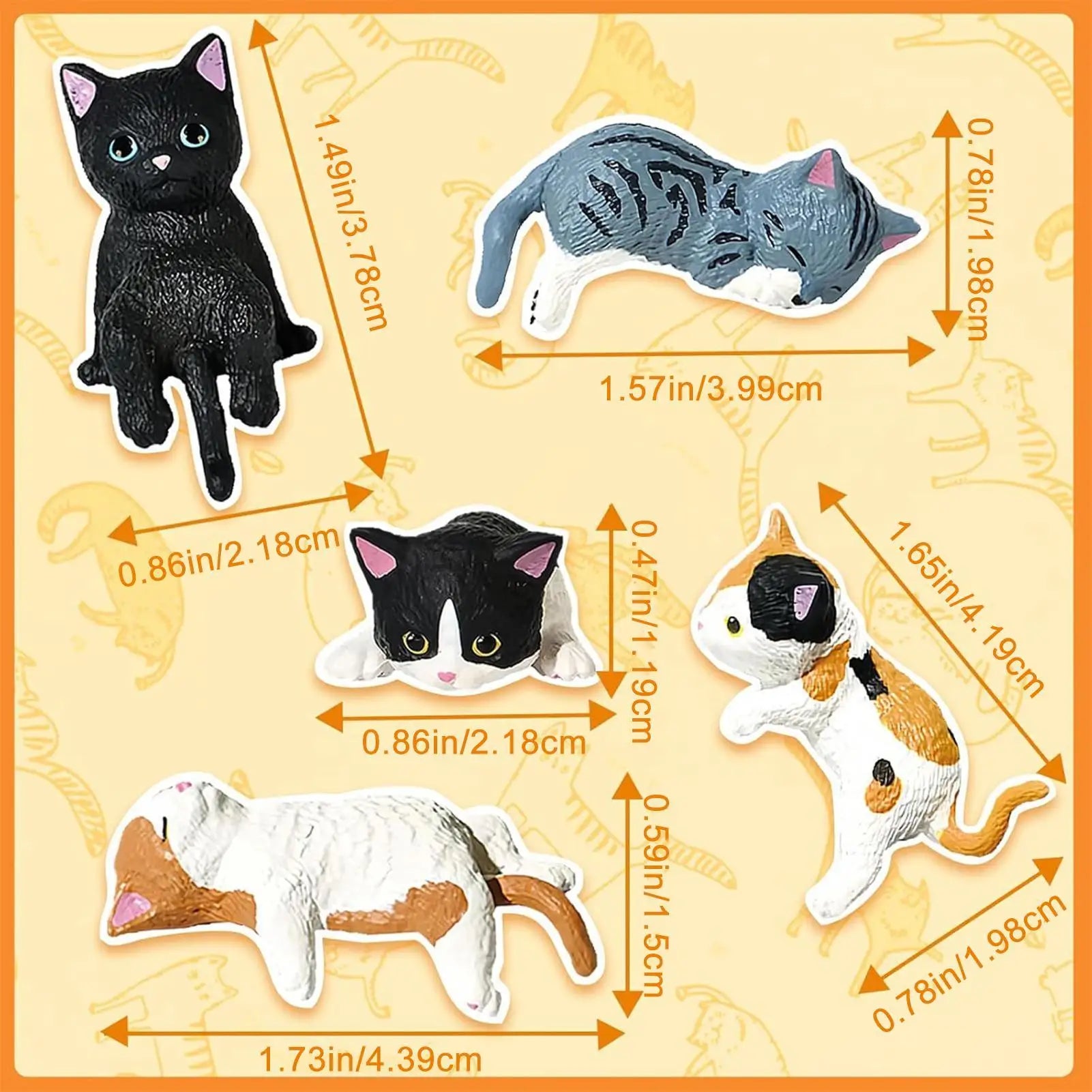 Small Cat Figurines Small Cute Animal Car Ornament 5 Pieces Kitten Figurines Desk Decor for Women Vehicle SUV Dashboard Computer Oasis Select