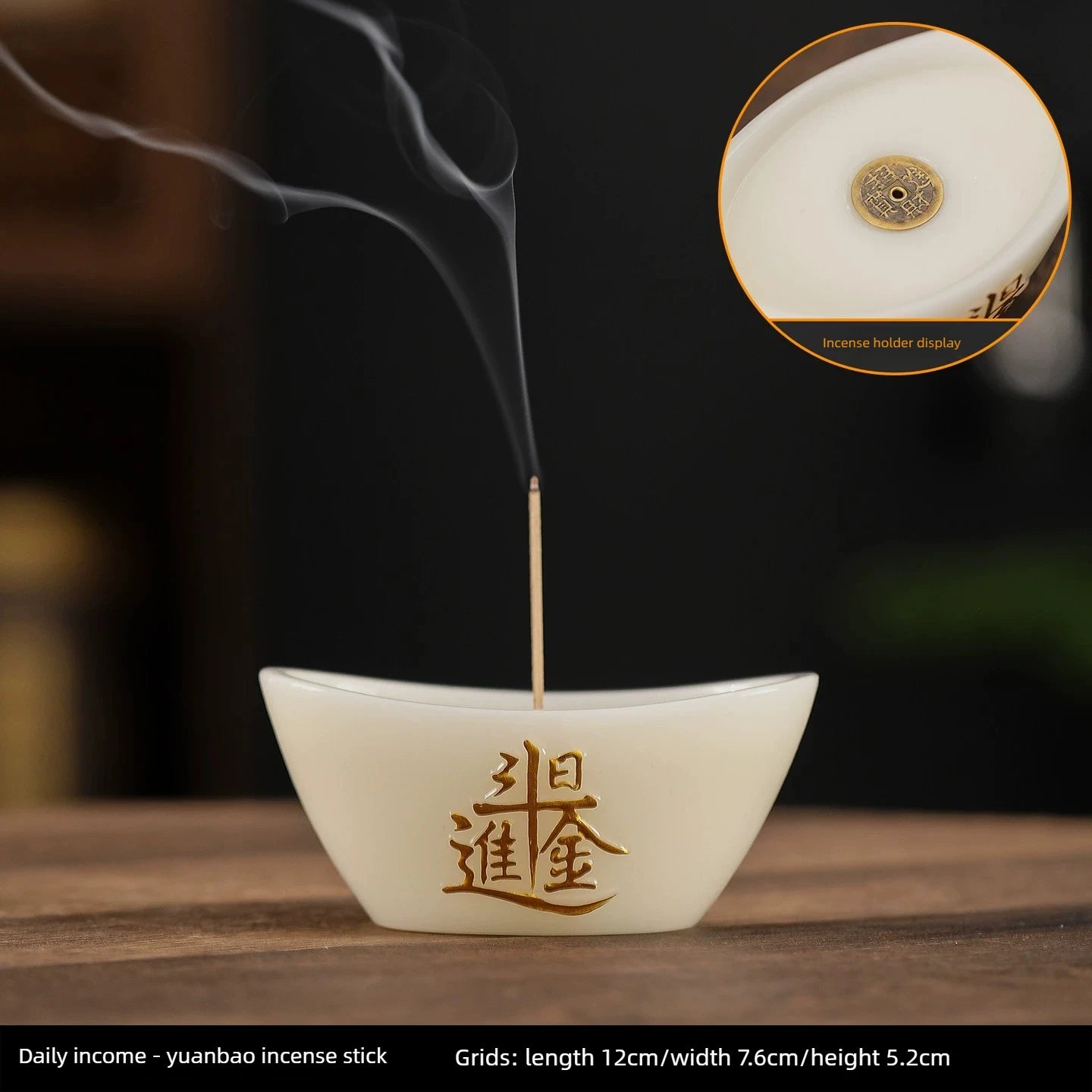 Jade Ceramic Yuanbao Incense Burner Attract Wealth, Stick & Coil Incense Holder for Tea Room Home Desktop Decoration Oasis Select A