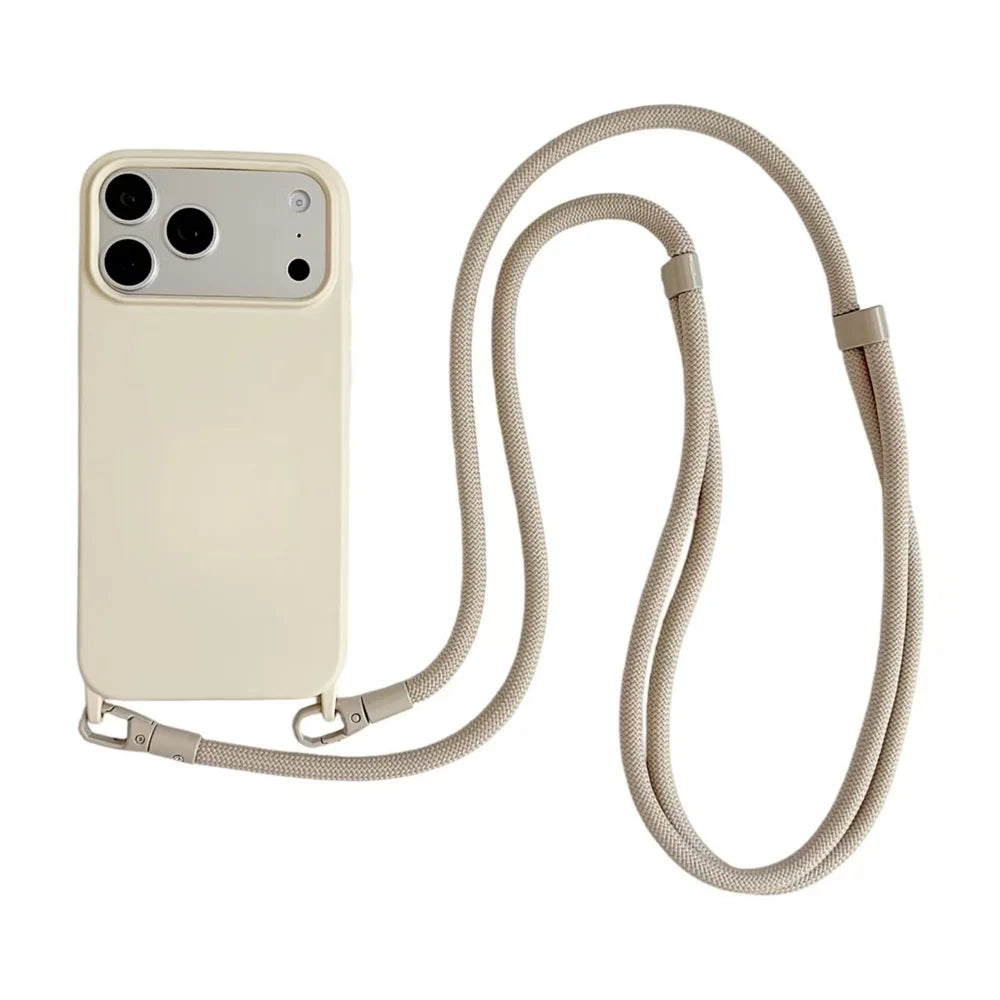 Solid Color Phone Case With Hanging Rope Can Be Slung Diagonally For Iphone 17Promax 17Air 16 Promax 15 14 13 17 Pro Shockproof Oasis Select
