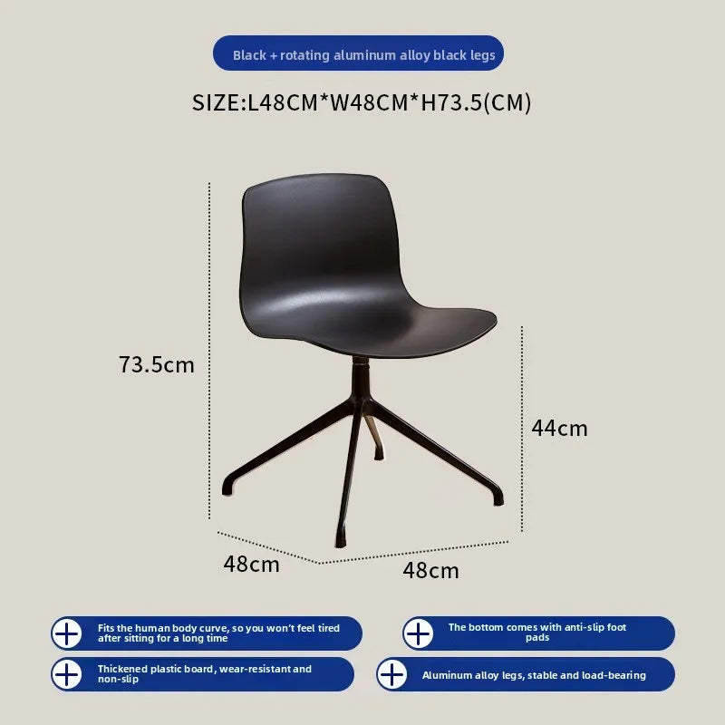 Nordic dining chair household simple small apartment ins creative backrest chair cafe milk tea shop casual solid wood chair Oasis Select Black 2 pieces 1