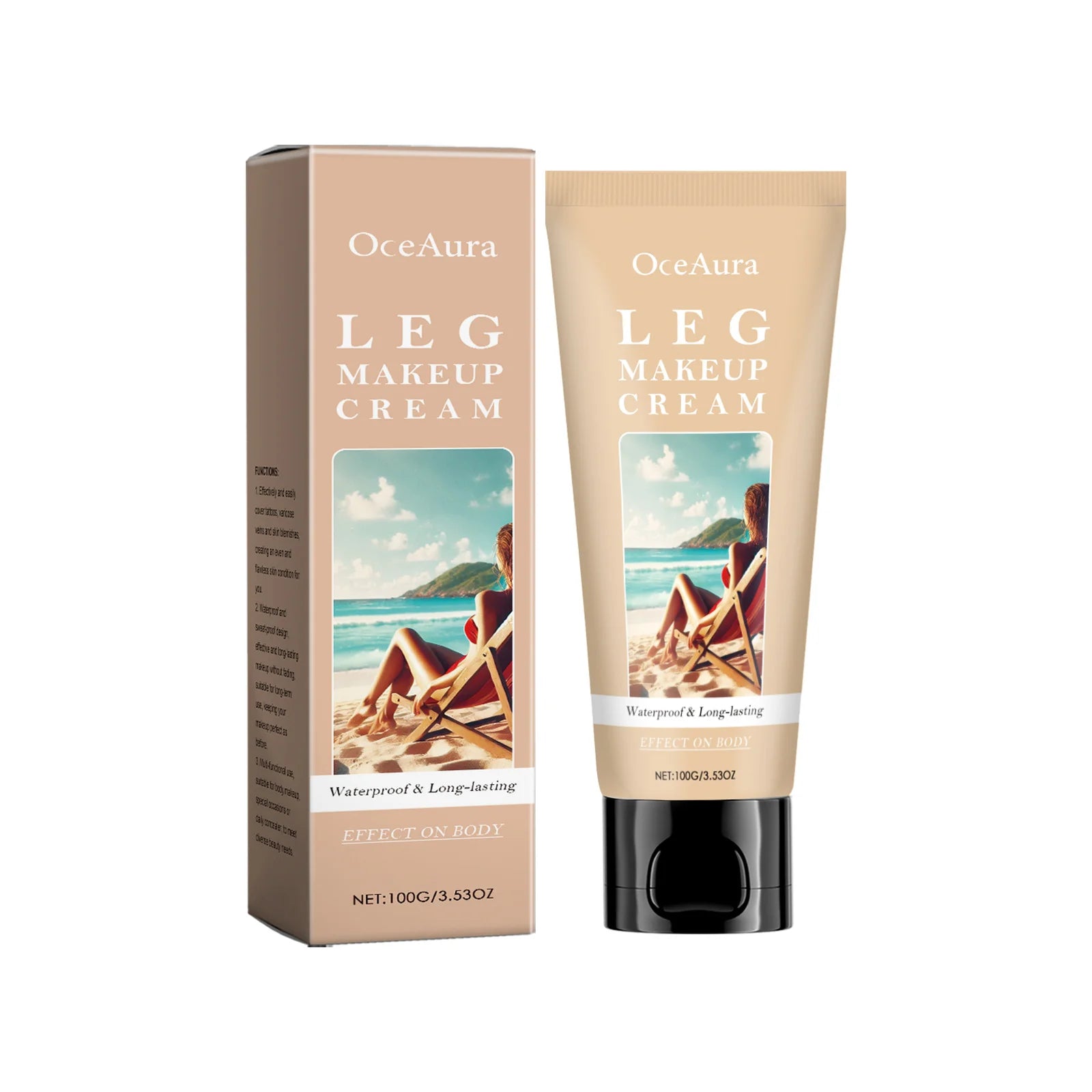 Leg Makeup Cream Concealer Long Lasting Waterproof Anti Transfer Even Skin Tone Glow Enhancer Wheat Tan Brown Foundation Lotion Oasis Select Ivory White