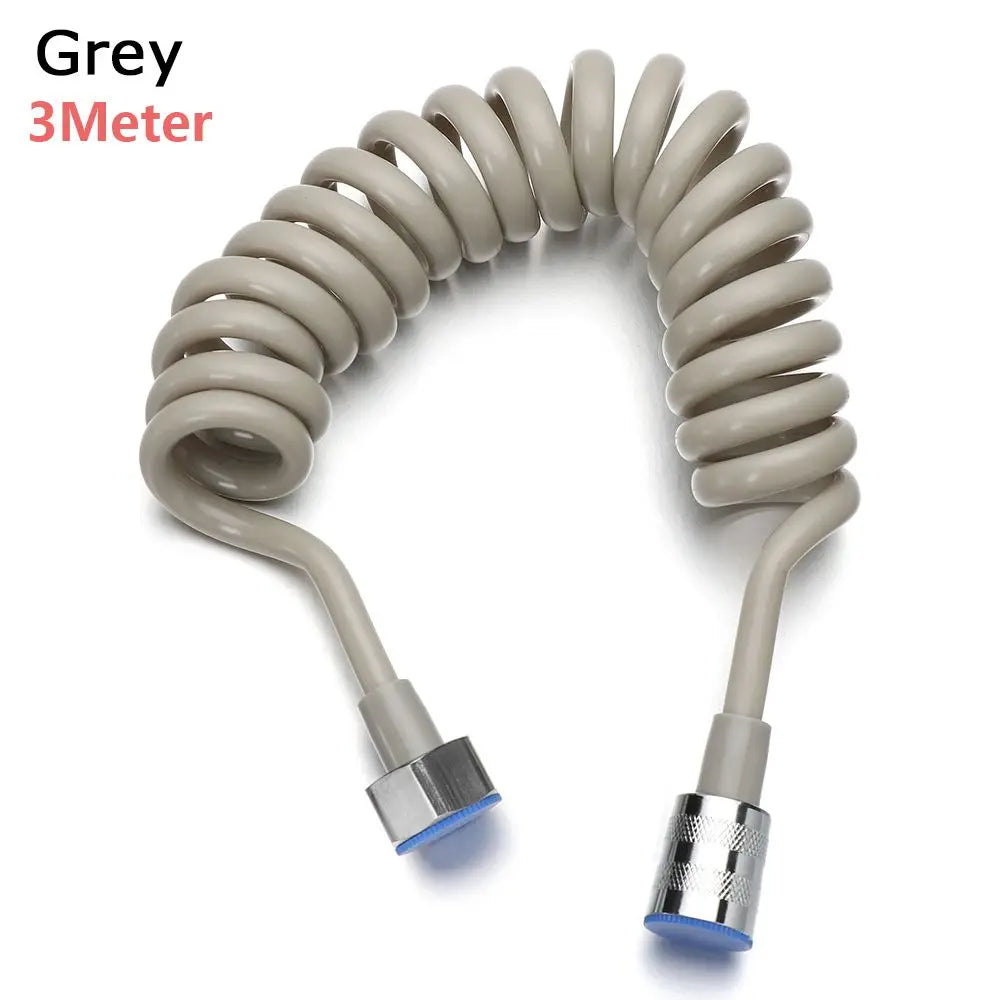 1.5/2/3meter Anti-wrap Telephone Line Style Spring Shower Hose Water Plumbing Toilet Bidet Bath Sprayer Connect Pipe Oasis Select grey 1.5 meters