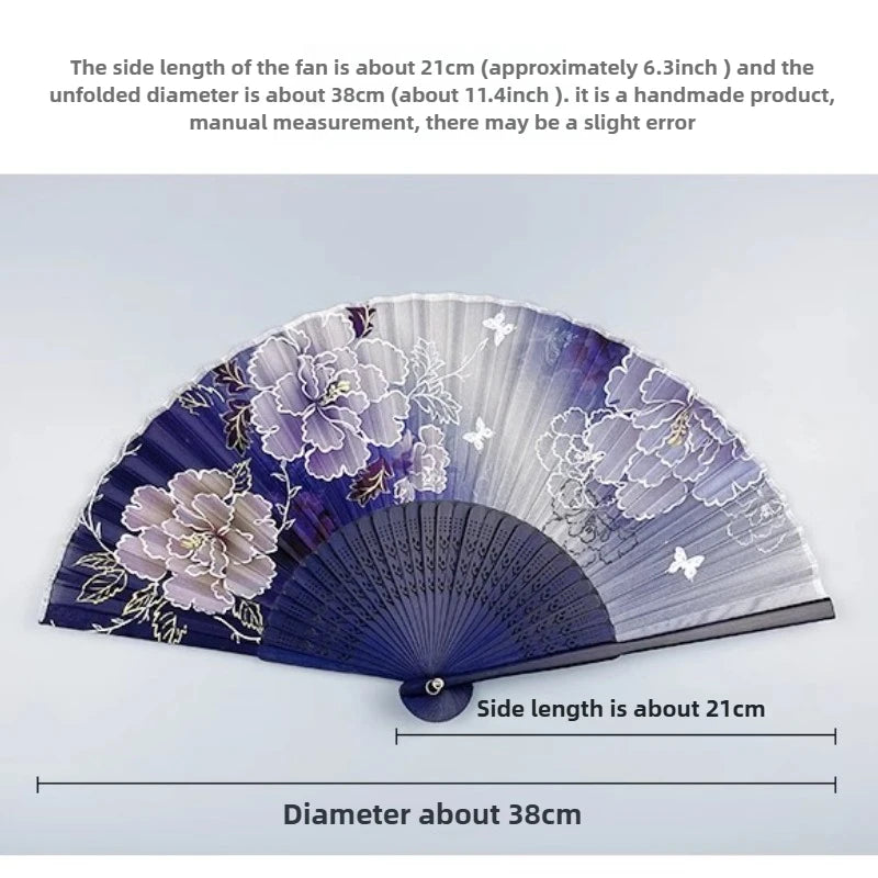 6-inch Portable Folding Fan Chinese-style Peony Flower Fan Summer Folding Craft Fan Oasis Select