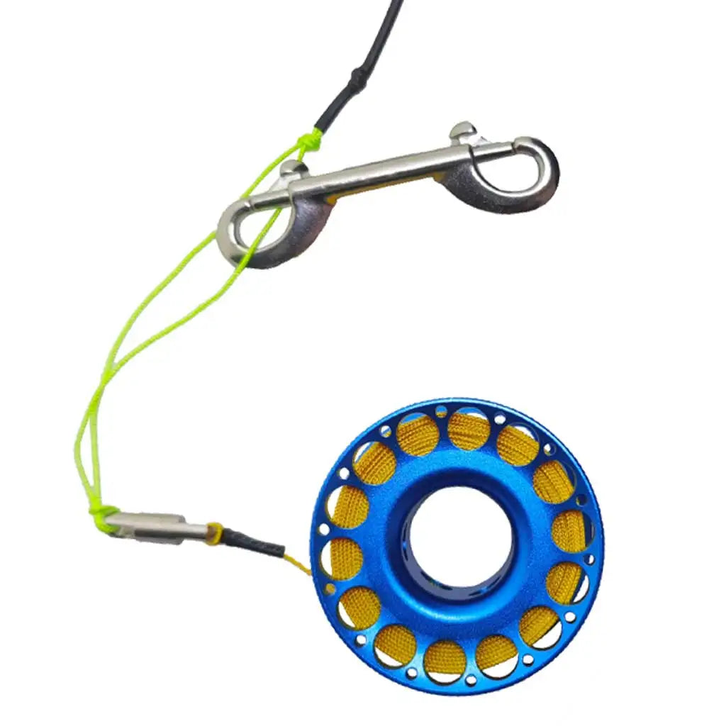 Scuba Diving Reel Aluminum Alloy Wreck Cave Finger Spool with 30m/100ft High Visibility Line and Double-Ended Bolt Snap Clip Oasis Select Blue