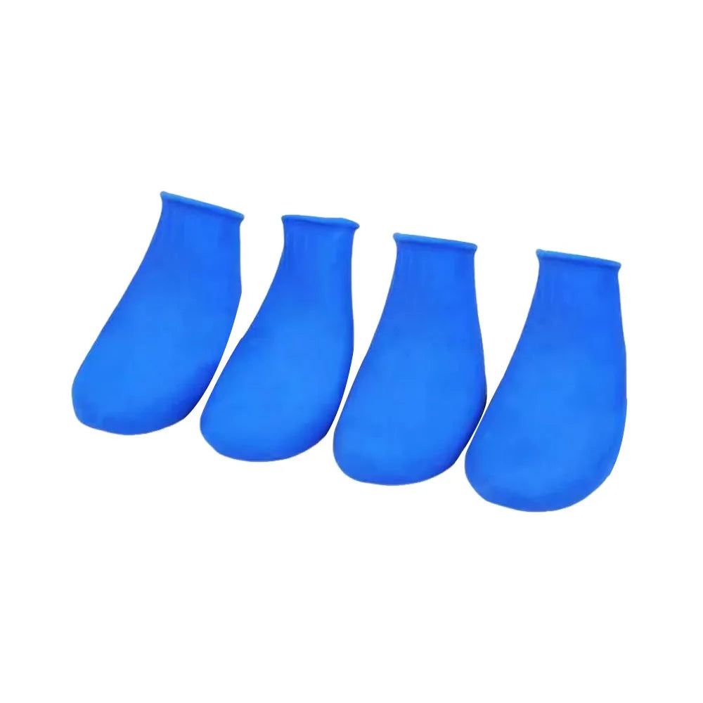 4Pcs Durable Waterproof Dog Shoes Balloon Rubber Anti-slip Pets Boots Pet Rain Boots for Small Dog Chihuahua Large Dogs Oasis Select Blue-M 3-7.5kg-