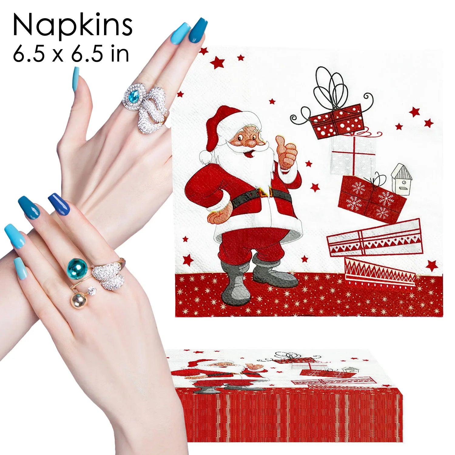 White Background Christmas Gift Two-layer Three-layer Printing Food Grade Full Plate Printing Santa Claus Gift Paper Towel Oasis Select
