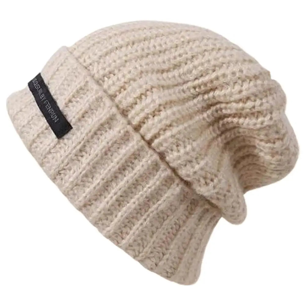 Autumn and winter warm knit hat new hat, women's pile pile ear protection yarn hat, versatile, small face, big head circumferen Oasis Select Beige One size
