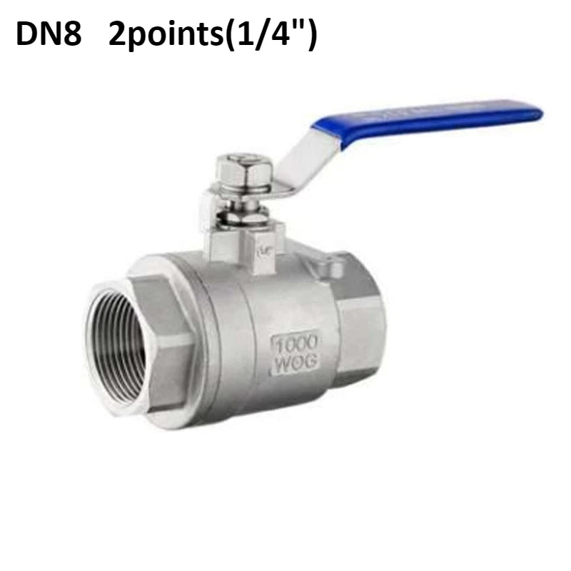304 stainless steel internal thread two-piece ball valve 1/4 3/8 1/2 "3/4" 1 "2" BSP water gas oil switch adapter Oasis Select DN8 2 points 304 Stainless steel