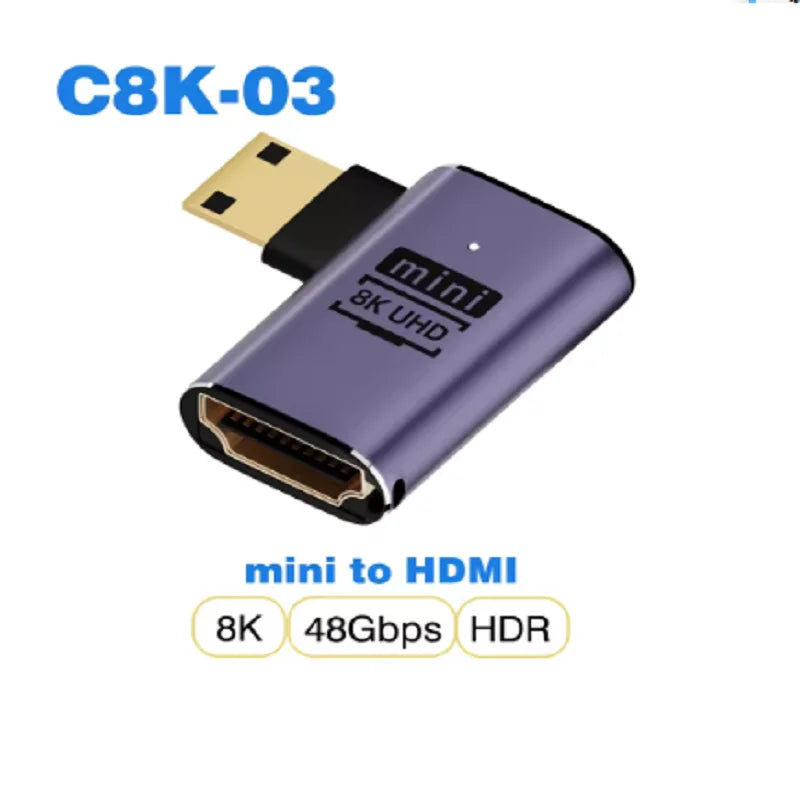 8K HDMI2.1 Cable Adapter micro mini hdmi to HDMI 2.1 Converter 48Gpbs 8K60HZ 4K120HZ for HDTV Projector PS4 PS5 Laptop PC Oasis Select C8K 3