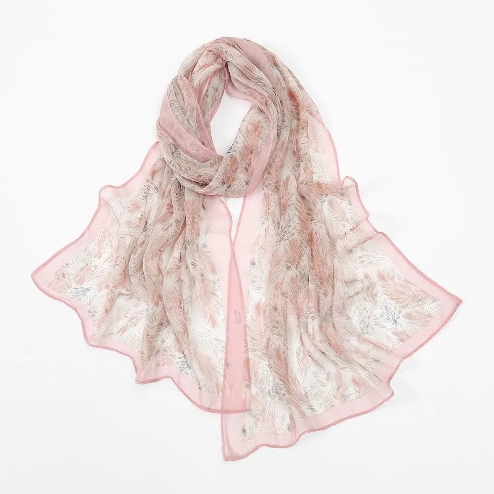 Gifts Chiffon Printed Silk Scarf Floral Lotus Thin Beach Travel Photography Shawl Breathable Long Silk Scarf Oasis Select 2