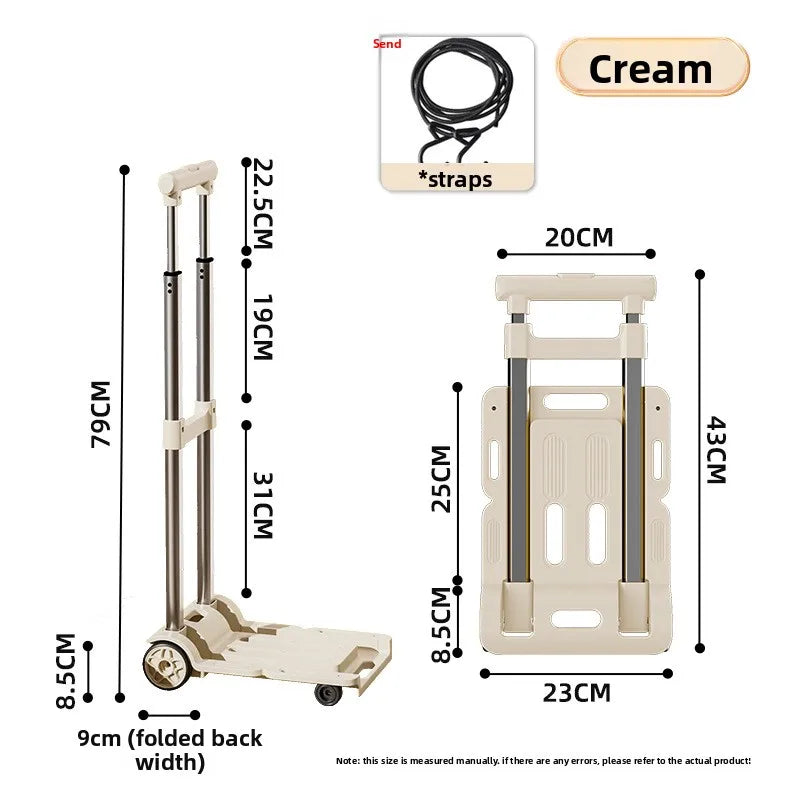 Folding cart Hand-pulled cart Home silent thickened warehouse Supermarket trailer Pull trolley Multifunctional storage cart Oasis Select Small Cream Yellow