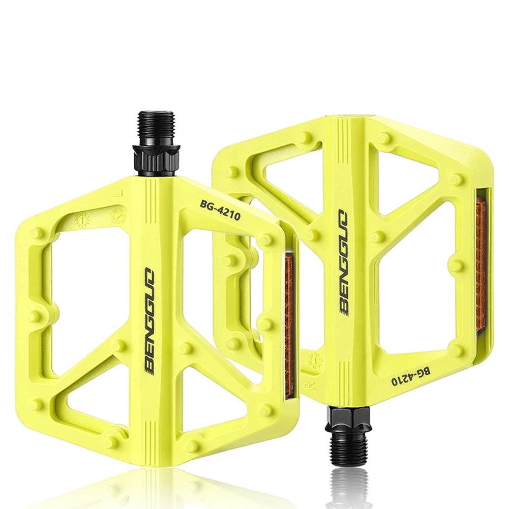 Ultralight Nylon Bike Pedals – Double DU Bearing & Reflector Bicycle Platform Pedals Oasis Select Yellow United States