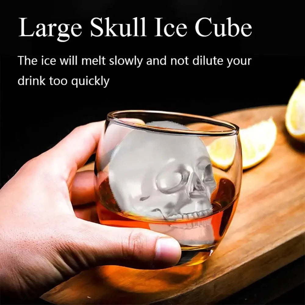 Skull Shape Ice Cube Tray Food Grade Silicone Mold for Cocktail Ice Balls Whiskey Bourbon Drink Freezer Tray Bar Party Supplies Oasis Select