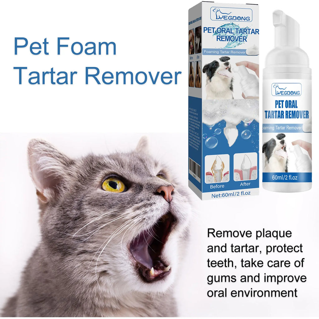 60/120/180ml Pet Oral Tartar Remover Foam No Brushing Required For Dogs Cats Removes Plaque Calculus Fresh Breath Spray Oasis Select