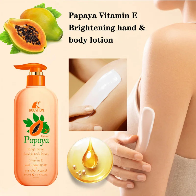 ROUSHUN Papaya Body Lotion 500ml – Moisturizing & Non-Greasy