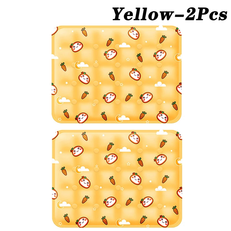 Summer Pet Cooling Mat for Dogs Cats Ice Silk Bed Pad Chill Sleeping Mat Reusable Non Toxic Non Slip for Pets Oasis Select Yellow-2Pcs 40x30cm
