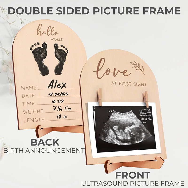 New Sale 1 Set Expectant Mothers To Announce Pregnancy Or Baby Birth Ornament Wooden Ultrasonic Photo Frame Oasis Select Default Title