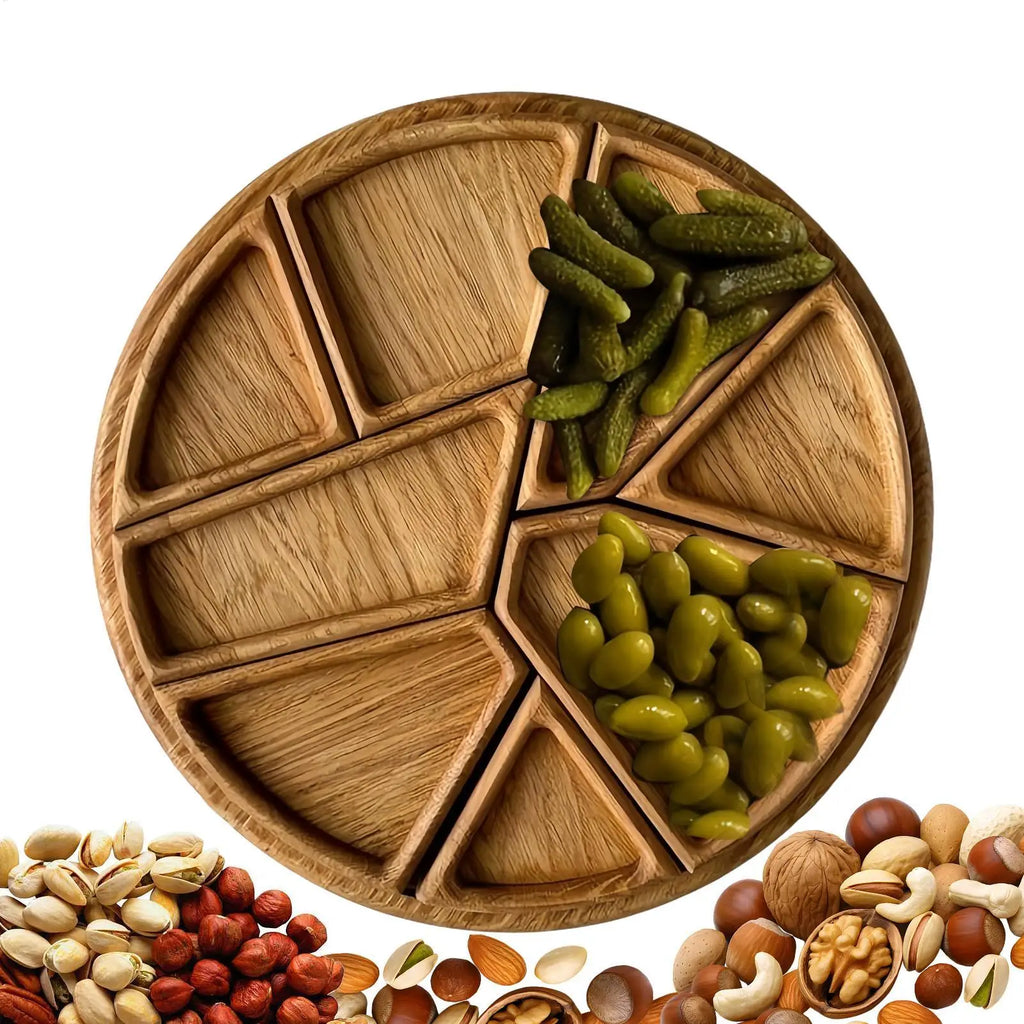 Trays for Serving Food Large Serving Tray with 8 Removable Compartments Wooden Platter Charcuterie Board for Snack Fruit Dessert Oasis Select