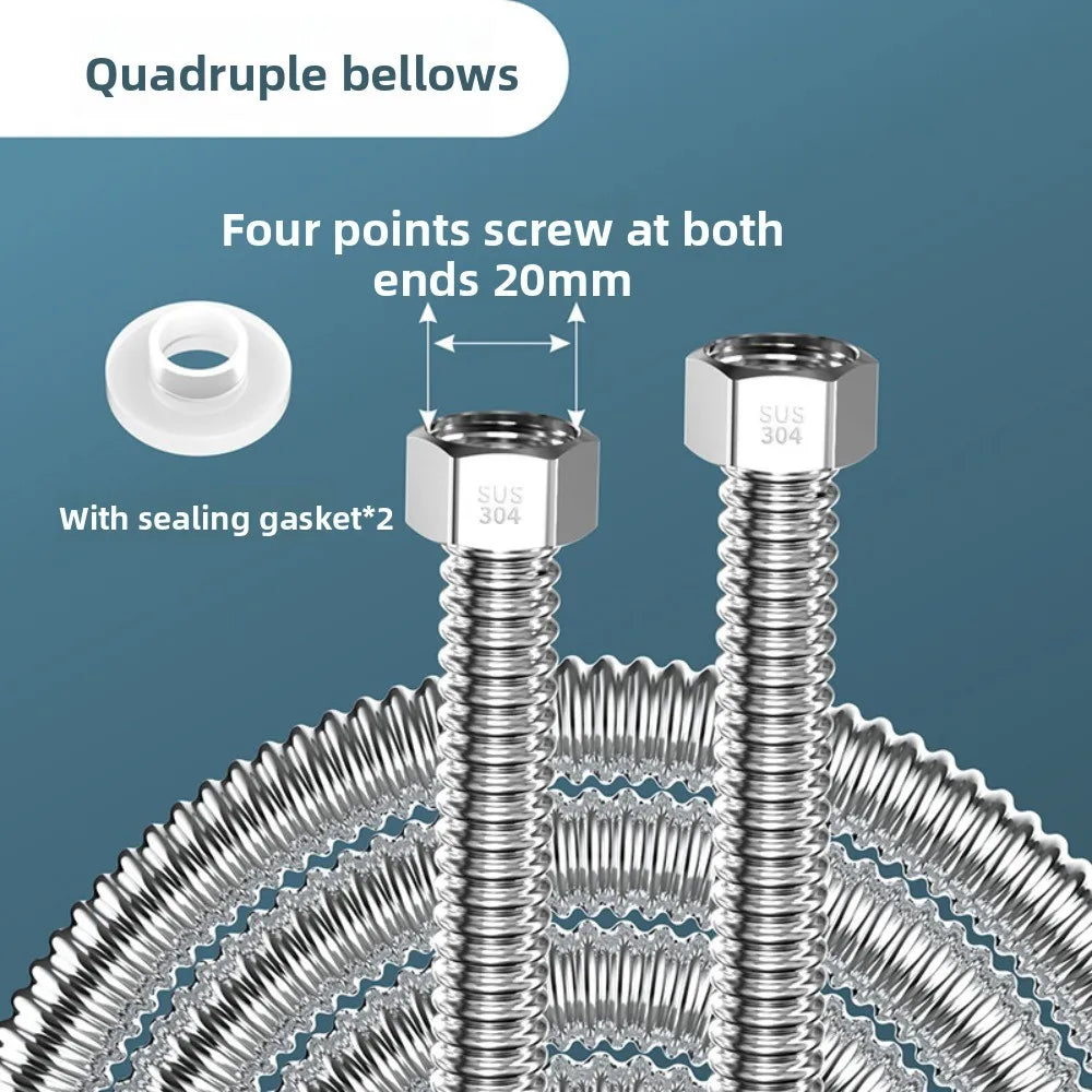 G1/2"G3/4"G1" Stainless Steel Corrugated Water Hard Pipe Hose 20-200cm Oasis Select